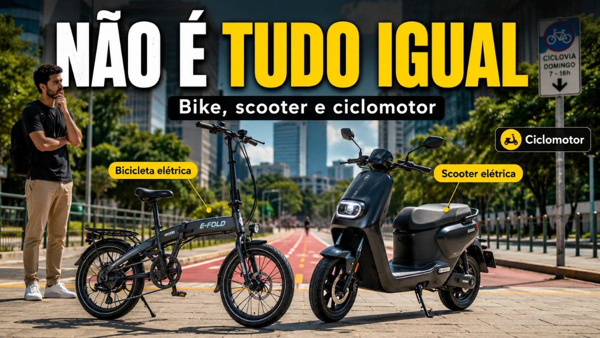 Diferença entre Bicicleta Elétrica, Scooter e Ciclomotor